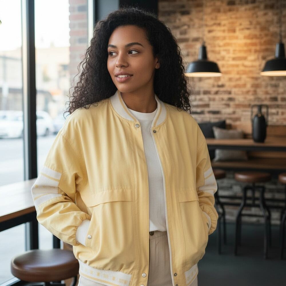 Bay Club Active Yellow Bomber Varsity Jacket